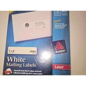 Avery 5161 White Mailing Labels 1″ × 4″ (2000 Labels) NEW Sealed